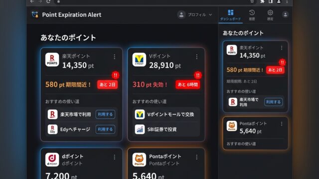 【年間数万ポイントのドブ捨てを防ぐ】楽天・Vpt・dptの有効期限を自動追跡！失効直前に通知＆最適消化を促す「ポイント失効防止アラート」