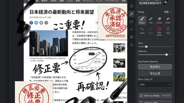 【Web画面に味のある手書きフィードバックを】墨汁のかすれ・朱肉スタンプで指示が伝わる！「和風手書き注釈スクリーンショット」